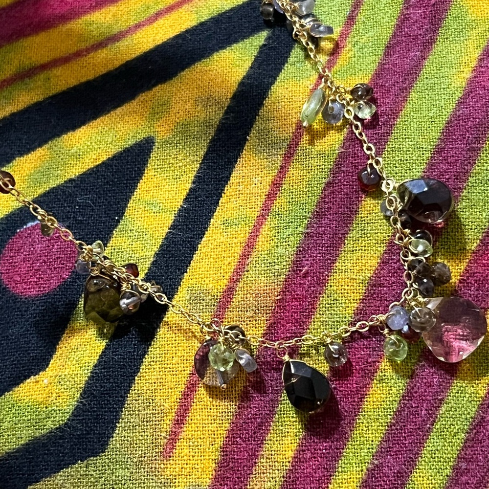 Gold Vermeil Sterling Silver 925 Faceted Gemstone Beaded Necklace - Picture 7 of 9